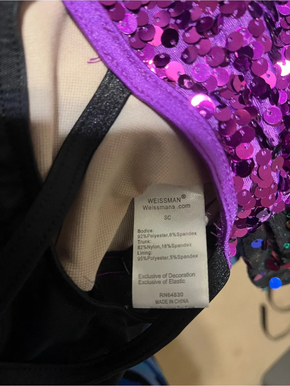 Weissman SC Small Child Purple Sequin Dance Costume Tutu 14365